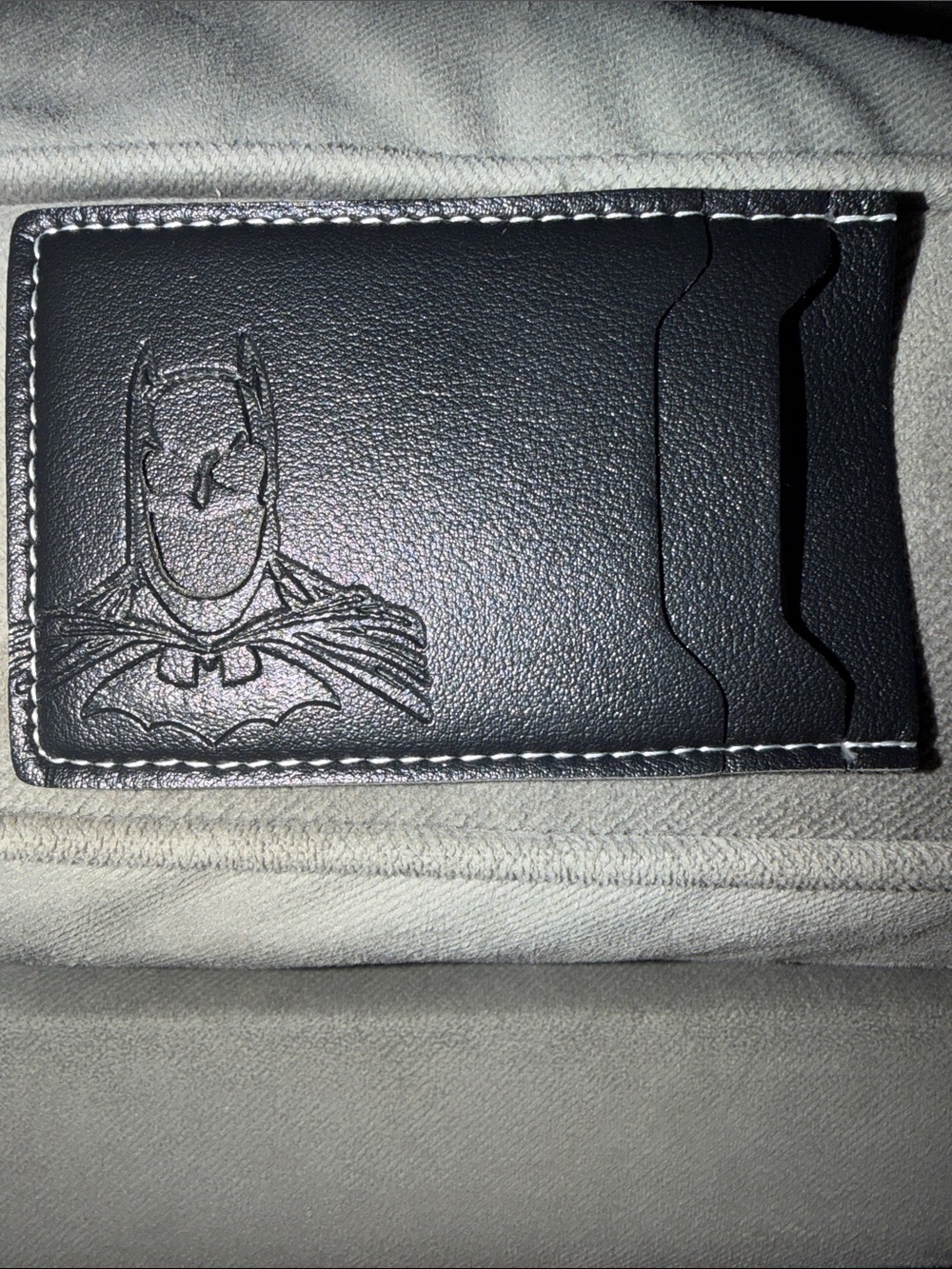 Batman Black Card & Key Sleeve with White Stitching funny card is Batman face